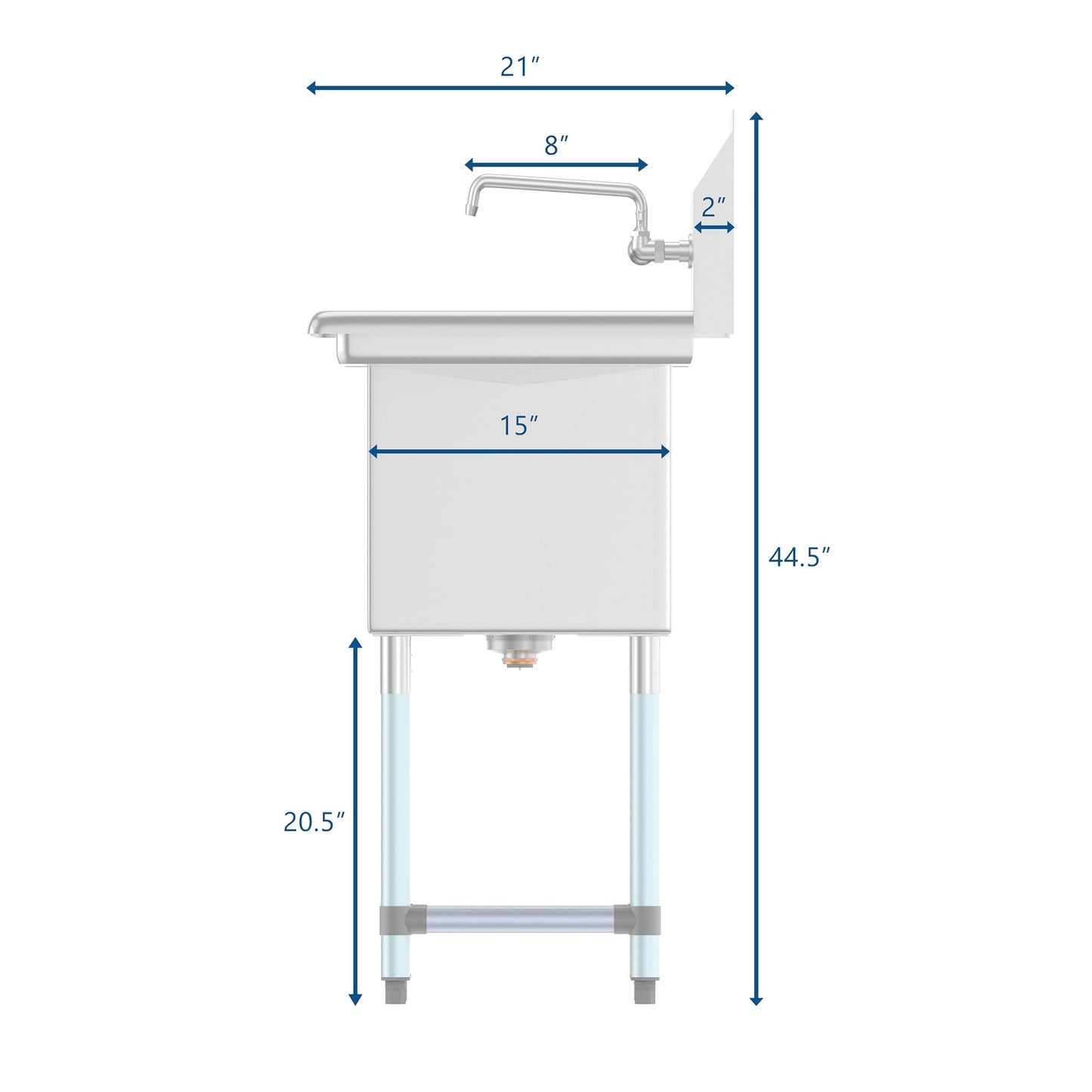 KoolMore Stainless Steel Freestanding Utility Tub with Drain and Faucet