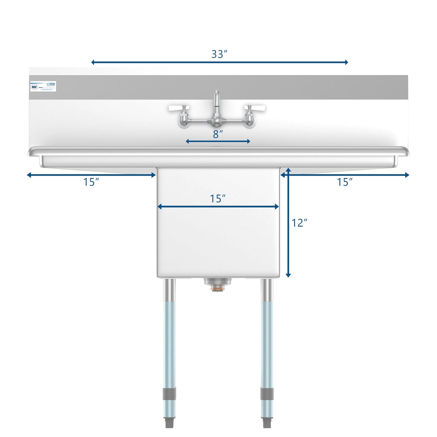 KoolMore Stainless Steel Freestanding Utility Tub with Drain and Faucet