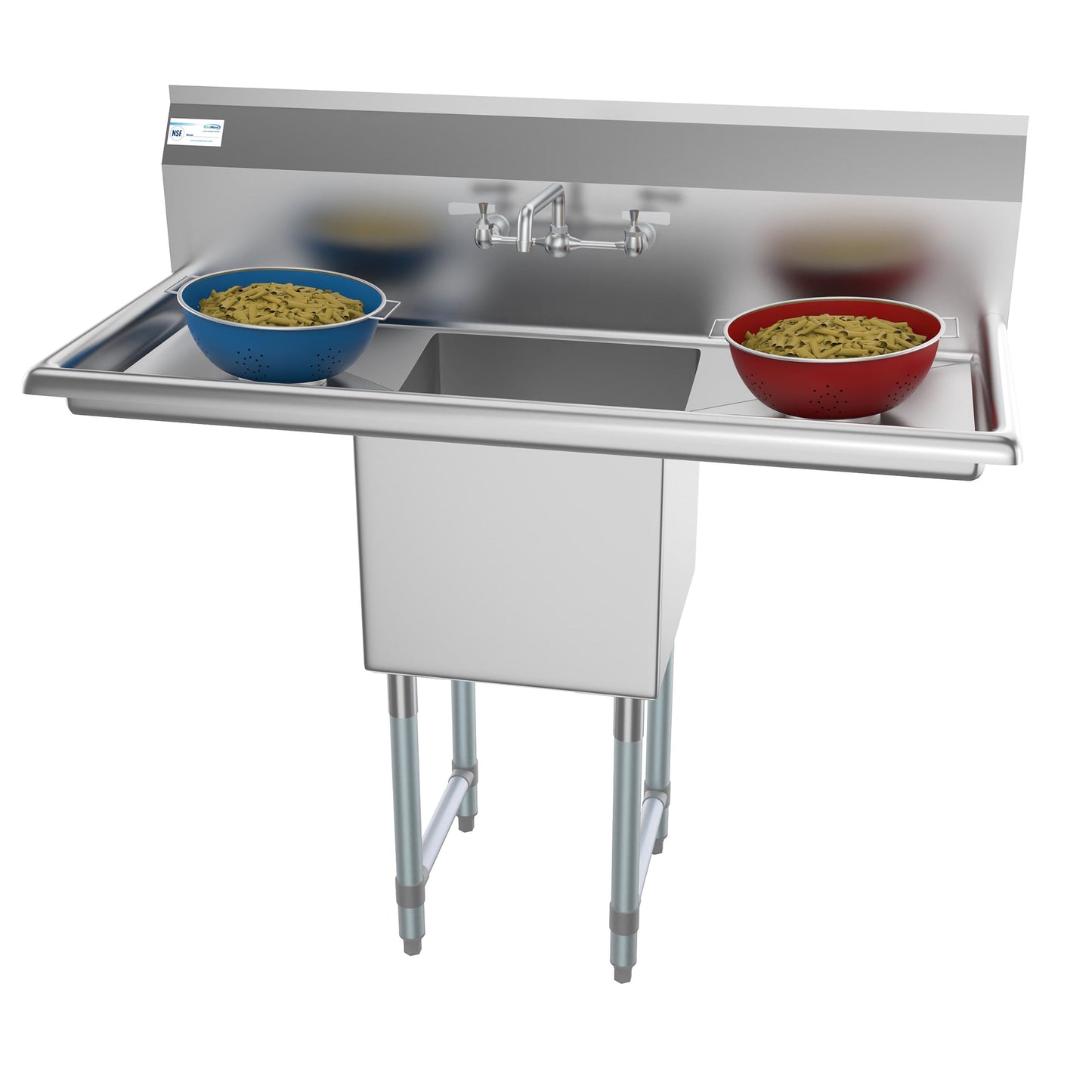 KoolMore Stainless Steel Freestanding Utility Tub with Drain and Faucet