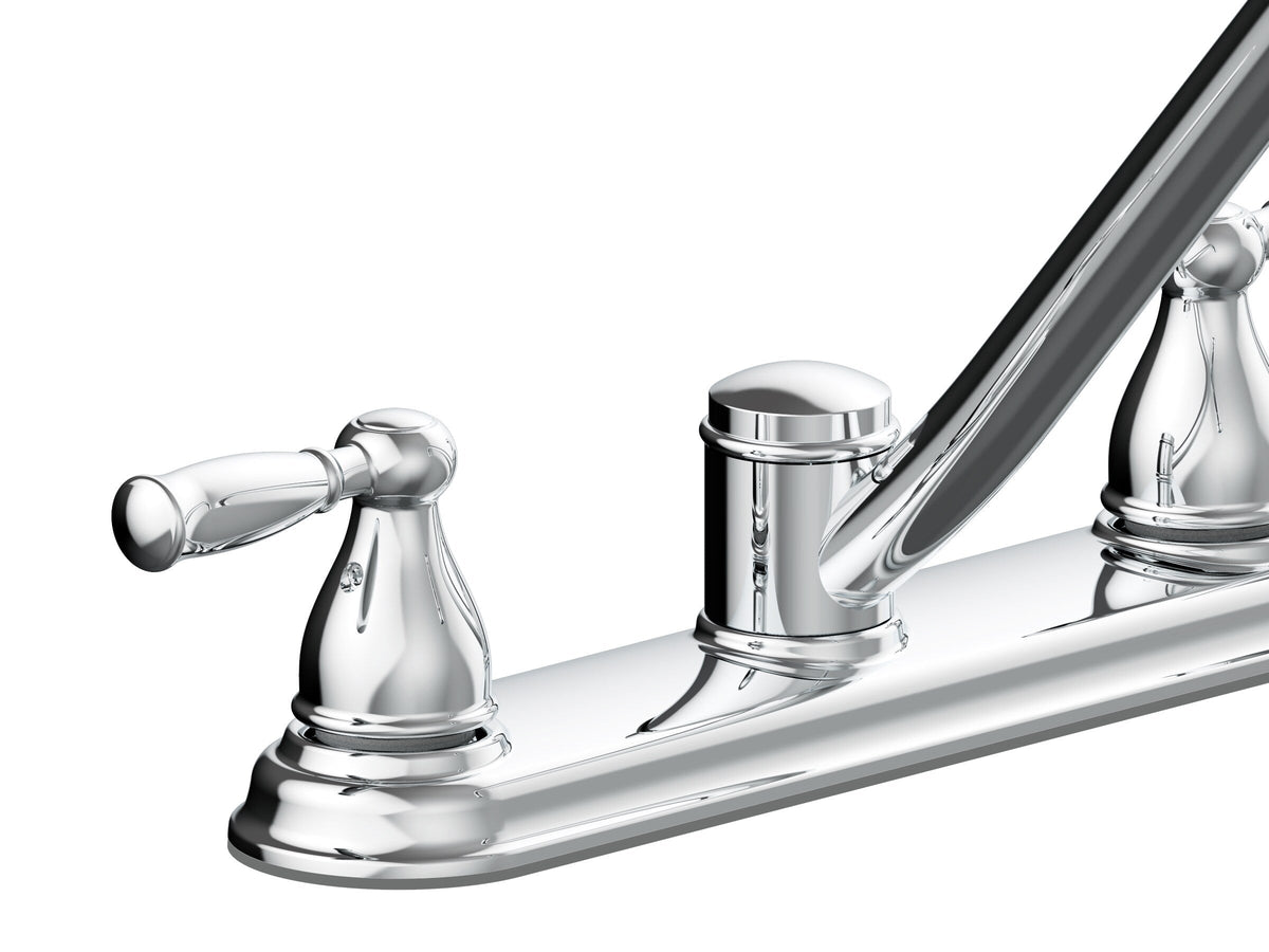 Project Source Brice Chrome 2-Handle Deck-Mount Low-Arc Kitchen Faucet with Side Sprayer and Deck Plate