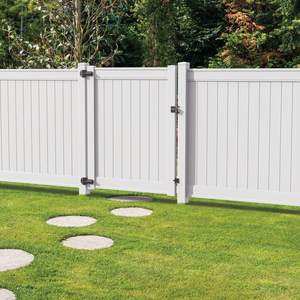 Freedom Emblem 8-ft H x 5-in W White Vinyl End Fence Post (Assembled)