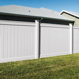 Freedom Emblem 8-ft H x 5-in W White Vinyl Line Fence Post (Assembled)