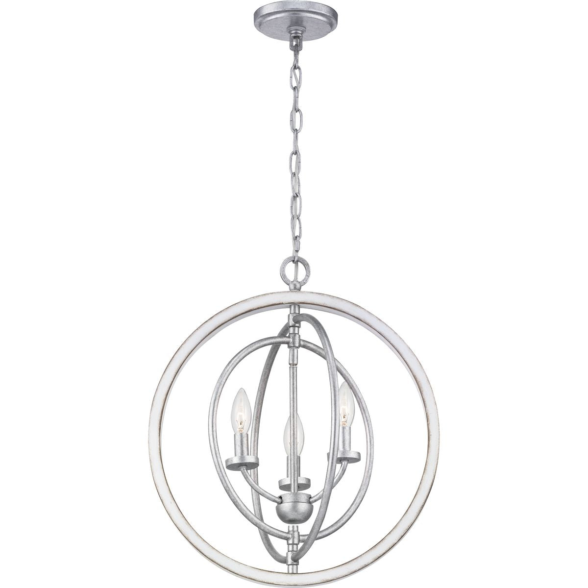Progress Lighting Fairwood 3-Light Antique White and Galvanized Farmhouse Globe Medium Hanging Pendant Light