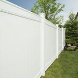 Freedom Emblem 8-ft H x 5-in W White Vinyl Line Fence Post (Assembled)