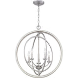 Progress Lighting Fairwood 5-Light Antique White and Galvanized Farmhouse Globe Medium Hanging Pendant Light