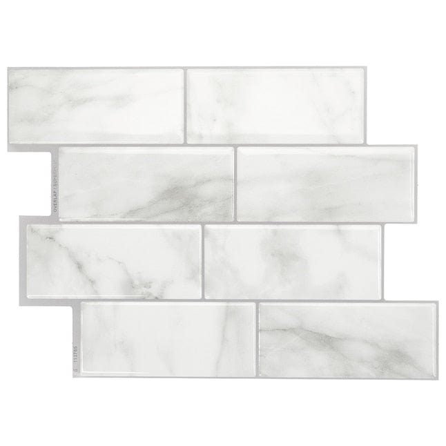 Smart Tiles Metro Carrera Gray Marble 10-in x 11-in Glossy Resin Brick Subway Peel and Stick Wall Tile (2.21-sq. ft/ Carton)