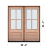 Greatview Doors 60-in x 80-in Mahogany 3/4 Lite Prehung Double Front Door