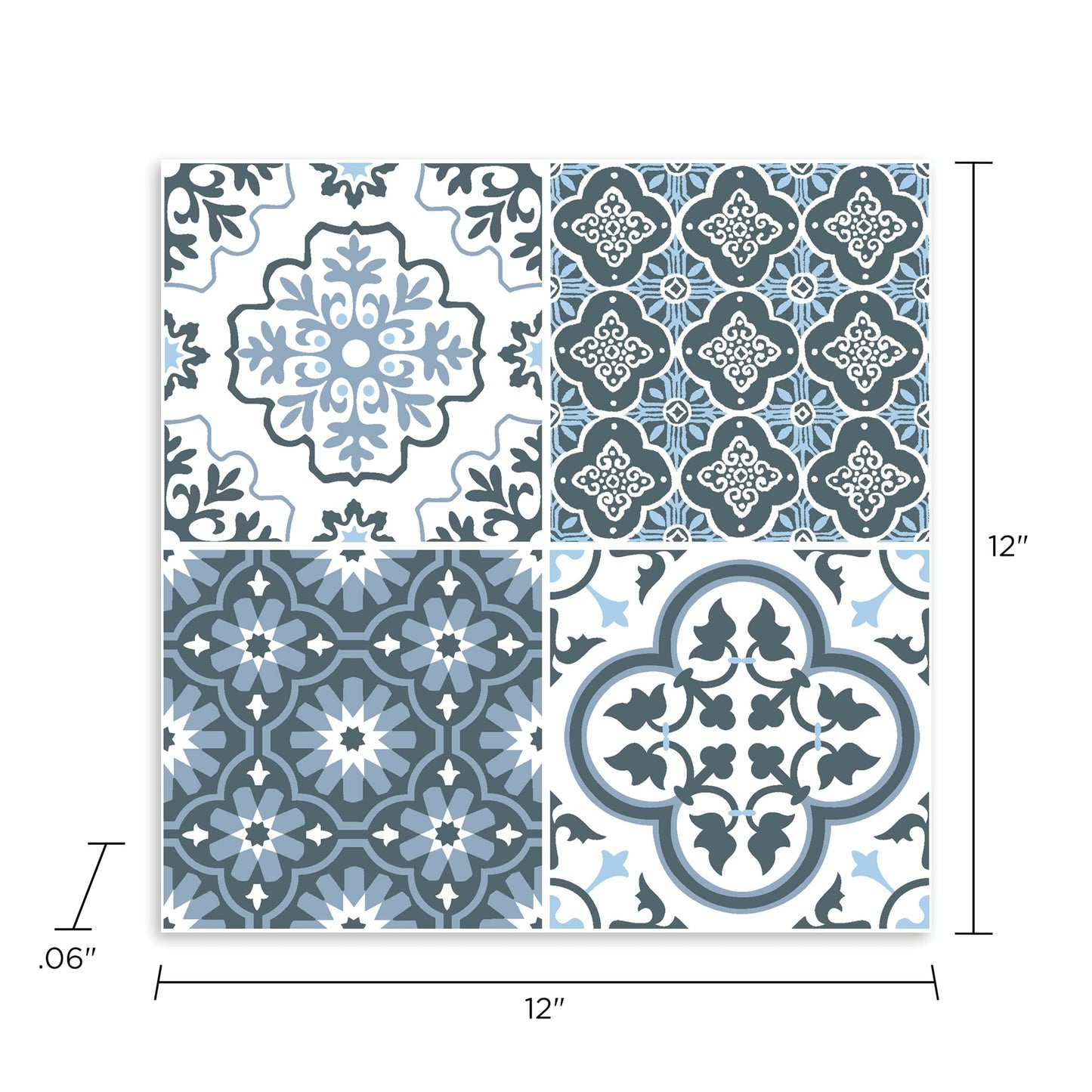 FloorPops Blue 12-in x 12-in Water-Resistant Peel and Stick Vinyl Tile Flooring, 20-sq ft Carton