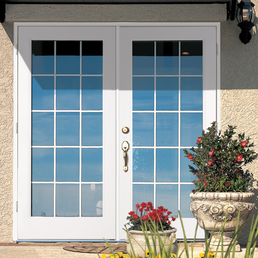JELD-WEN 72-in x 80-in Steel French, Left-hand outswing – installed room view