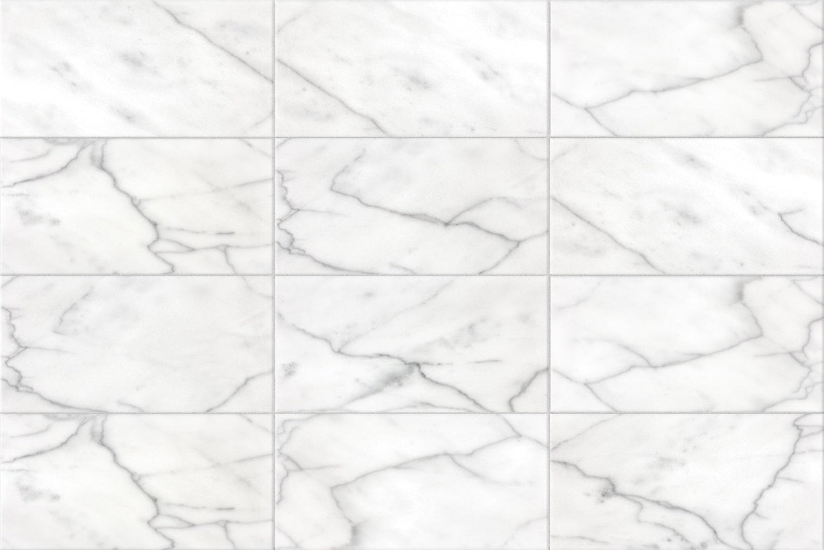 Satori Bianco Glacier 12-in x 24-in Polished Natural Stone Marble Look Tile