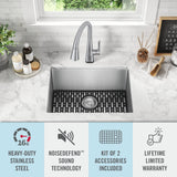 Delta 18-in x 24-in Stainless Steel Undermount Laundry Sink with Drain