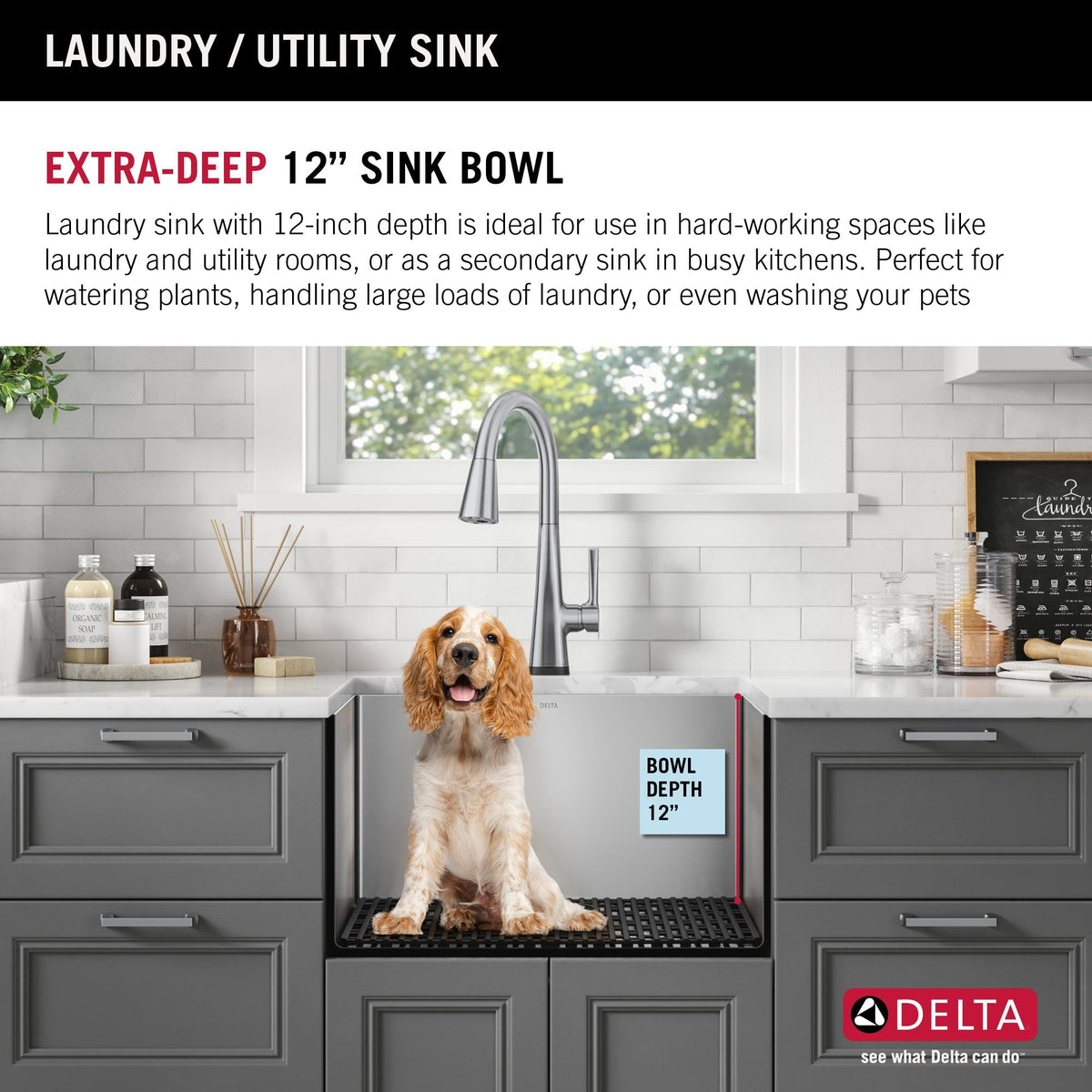 Delta Stainless Steel 1-Basin Undermount Laundry Sink 18x24"