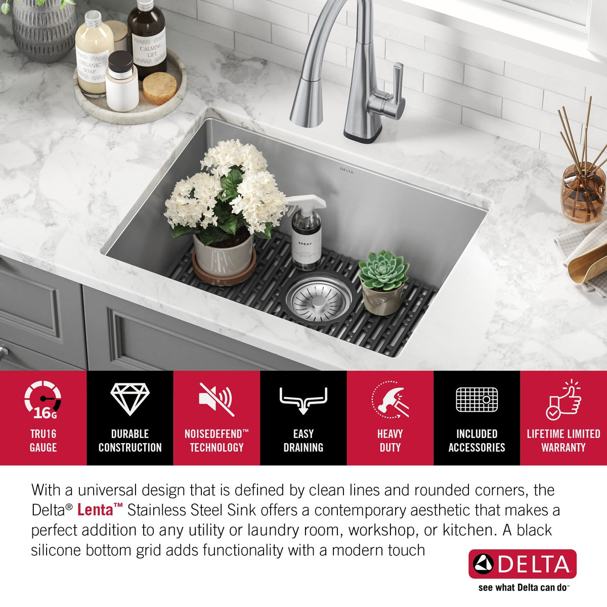 Delta Stainless Steel 1-Basin Undermount Laundry Sink 18x24"