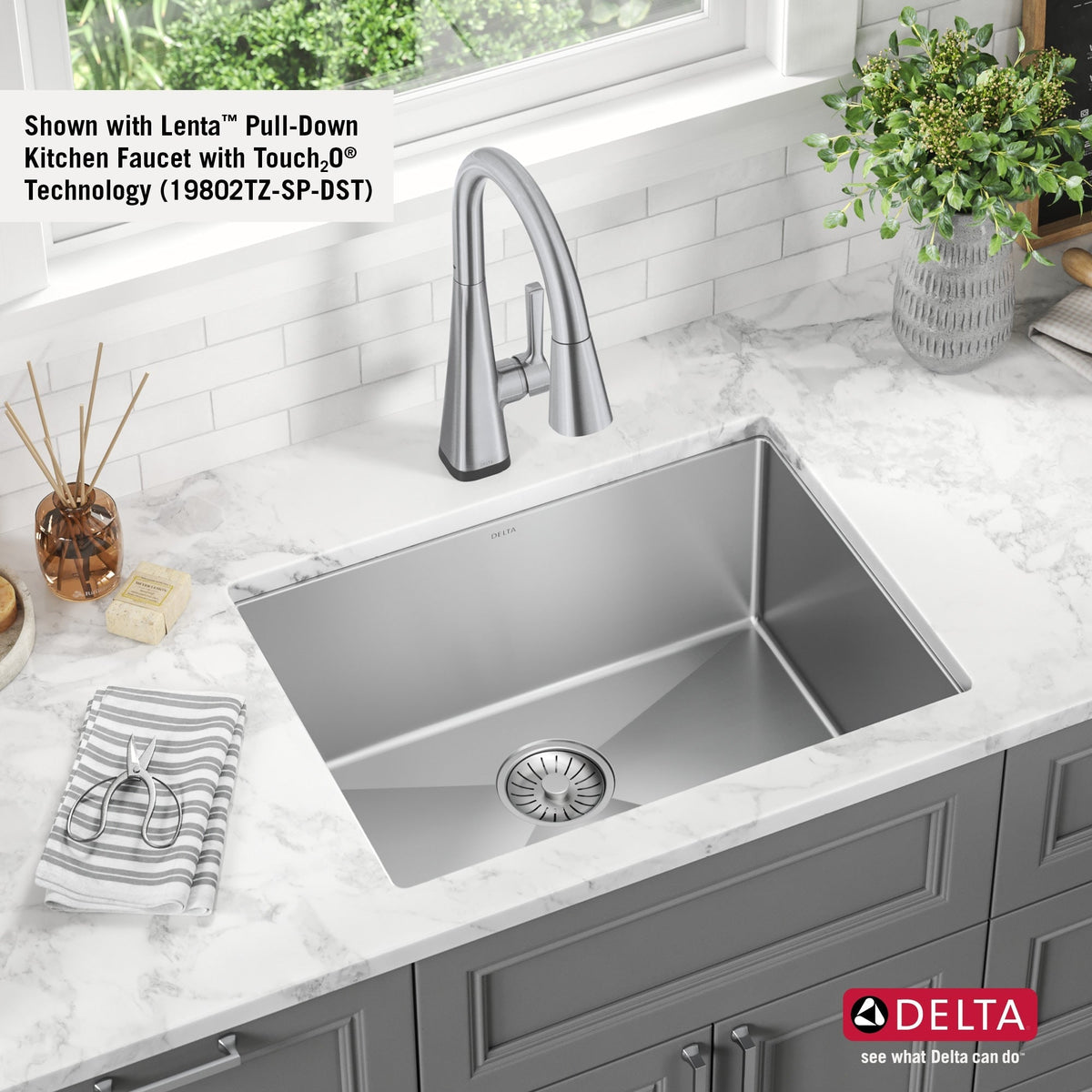Delta 18-in x 24-in Stainless Steel Undermount Laundry Sink with Drain