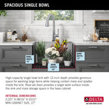 Delta Stainless Steel 1-Basin Undermount Laundry Sink 18x24"