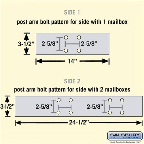 Deluxe Mailbox Post - 2 Sided for 3 Mailboxes - In-Ground Mounted - Sandstone