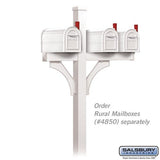 Deluxe Mailbox Post - 2 Sided for Two Mailboxes, In-Ground Mounted, White
