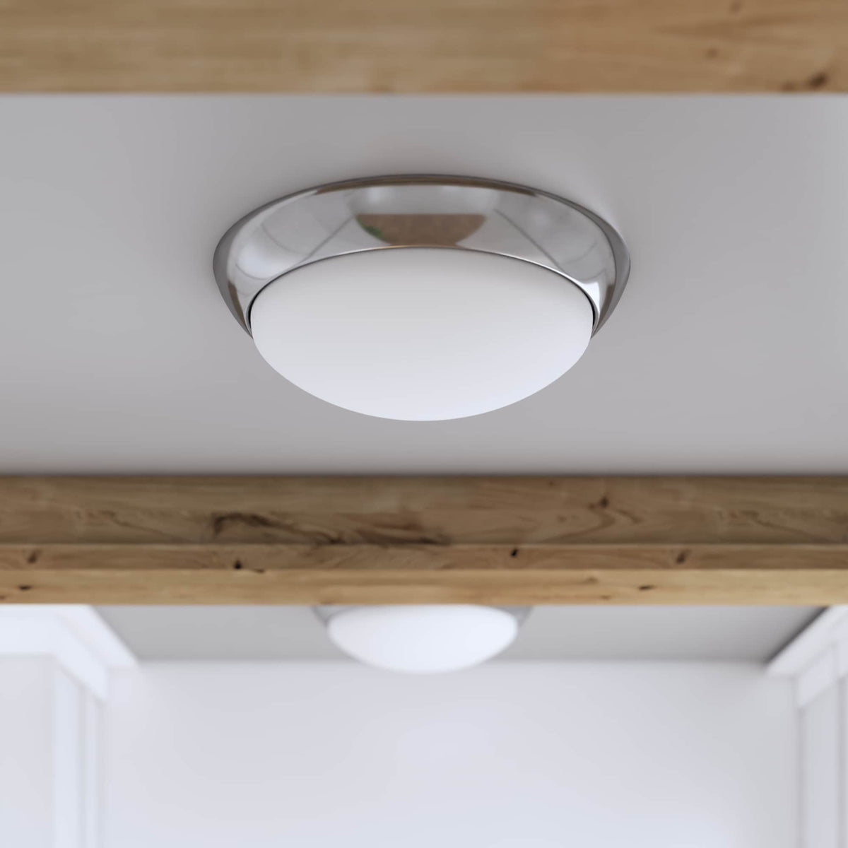Project Source 2-Pack 11-in Brushed Nickel Integrated LED Flush Mount Ceiling Light, 3000K, 1400 Lumens