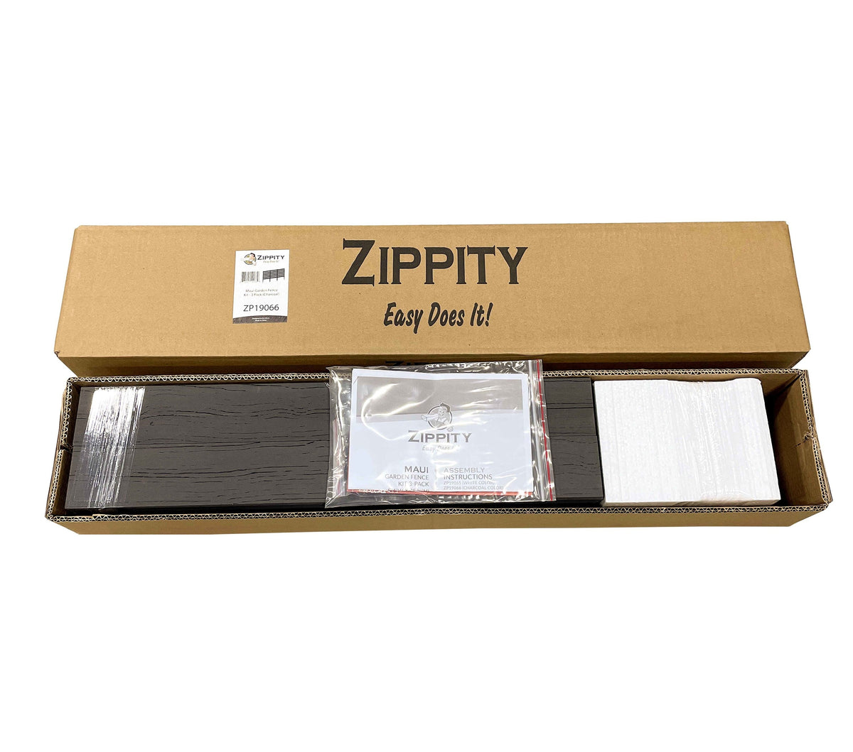 Zippity Outdoor Products Maui 3 Panels 2-ft H x 2-ft W Charcoal Vinyl Square-top Fence Panel No Dig (Unassembled)