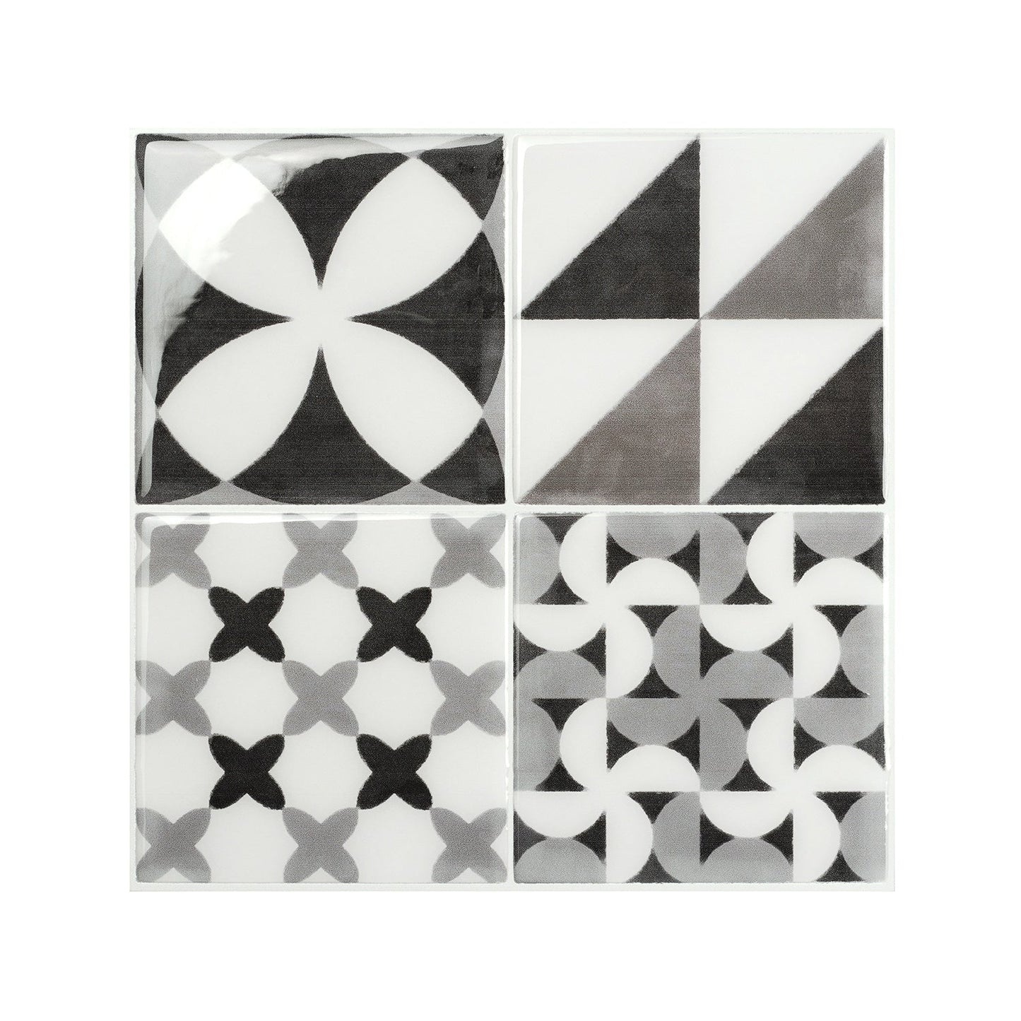 Smart Tiles Vintage Roma Gray 9-in x 9-in Glossy Resin Patterned Multi-shaped Peel and stick Wall Tile product image