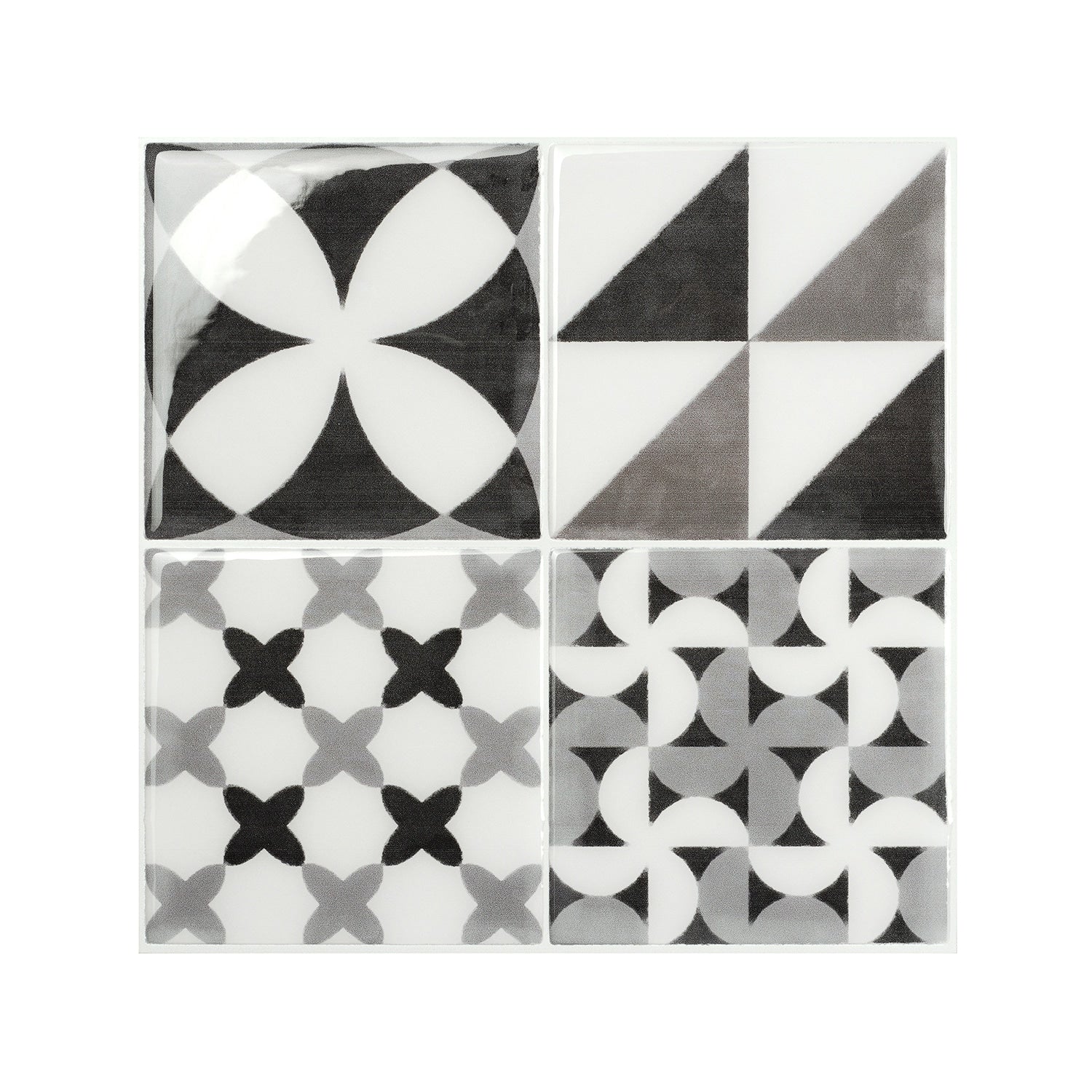Smart Tiles Vintage Roma Gray 9-in x 9-in Glossy Resin Patterned Multi-shaped Peel and stick Wall Tile product image
