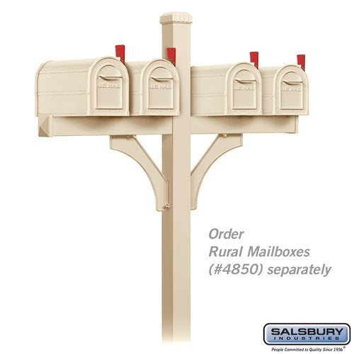 Deluxe Mailbox Post - 2 Sided for 4 Mailboxes - In-Ground Mounted - Sandstone