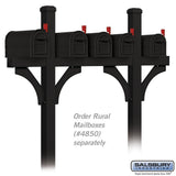 Deluxe Mailbox Post - Bridge Style for 5 Mailboxes - In-Ground Mounted - Black