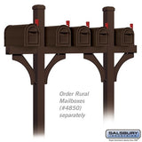Deluxe Mailbox Post - Bridge Style for 5 Mailboxes - In-Ground Mounted - Black