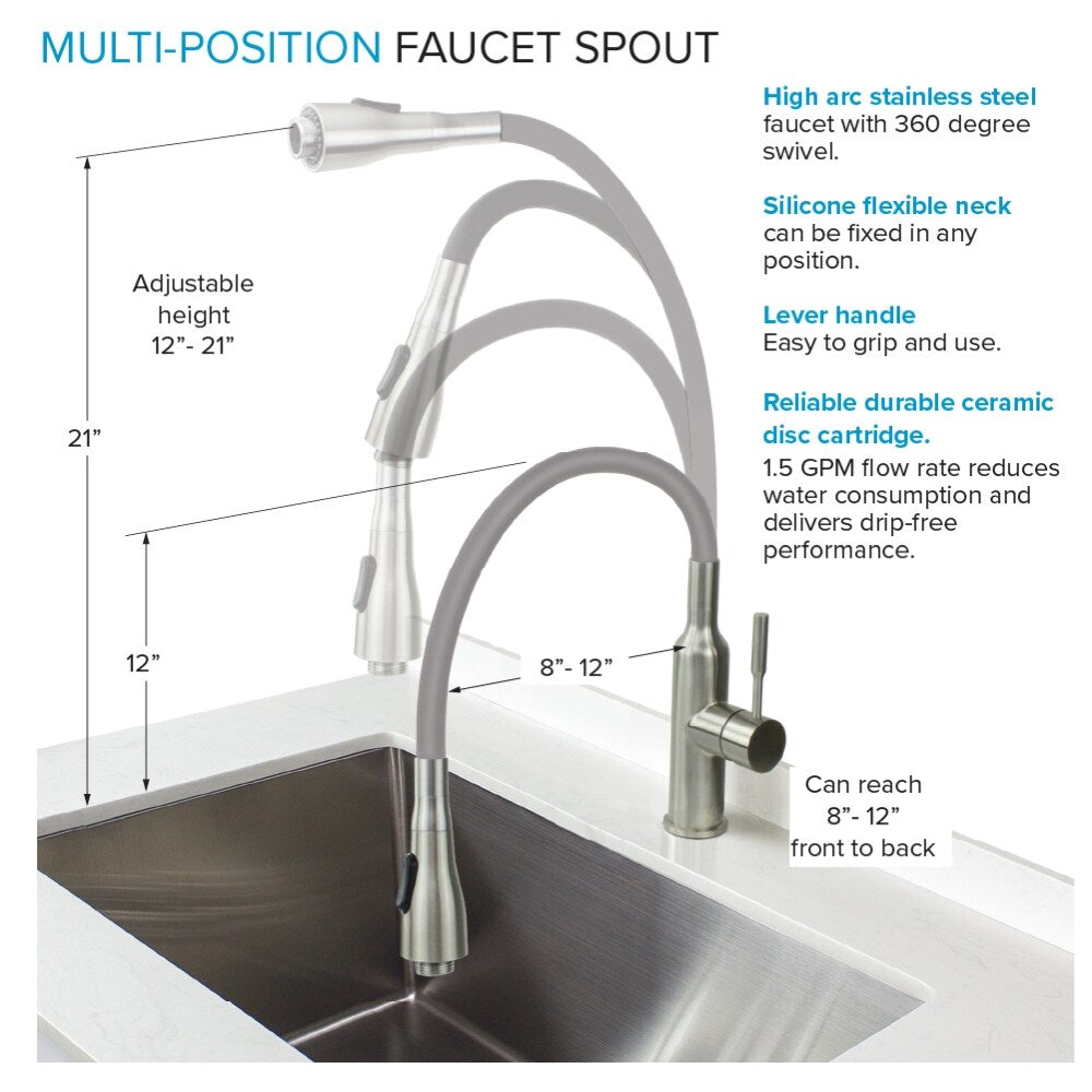 Transolid Gloss White Freestanding Laundry Sink with Cabinet and Faucet
