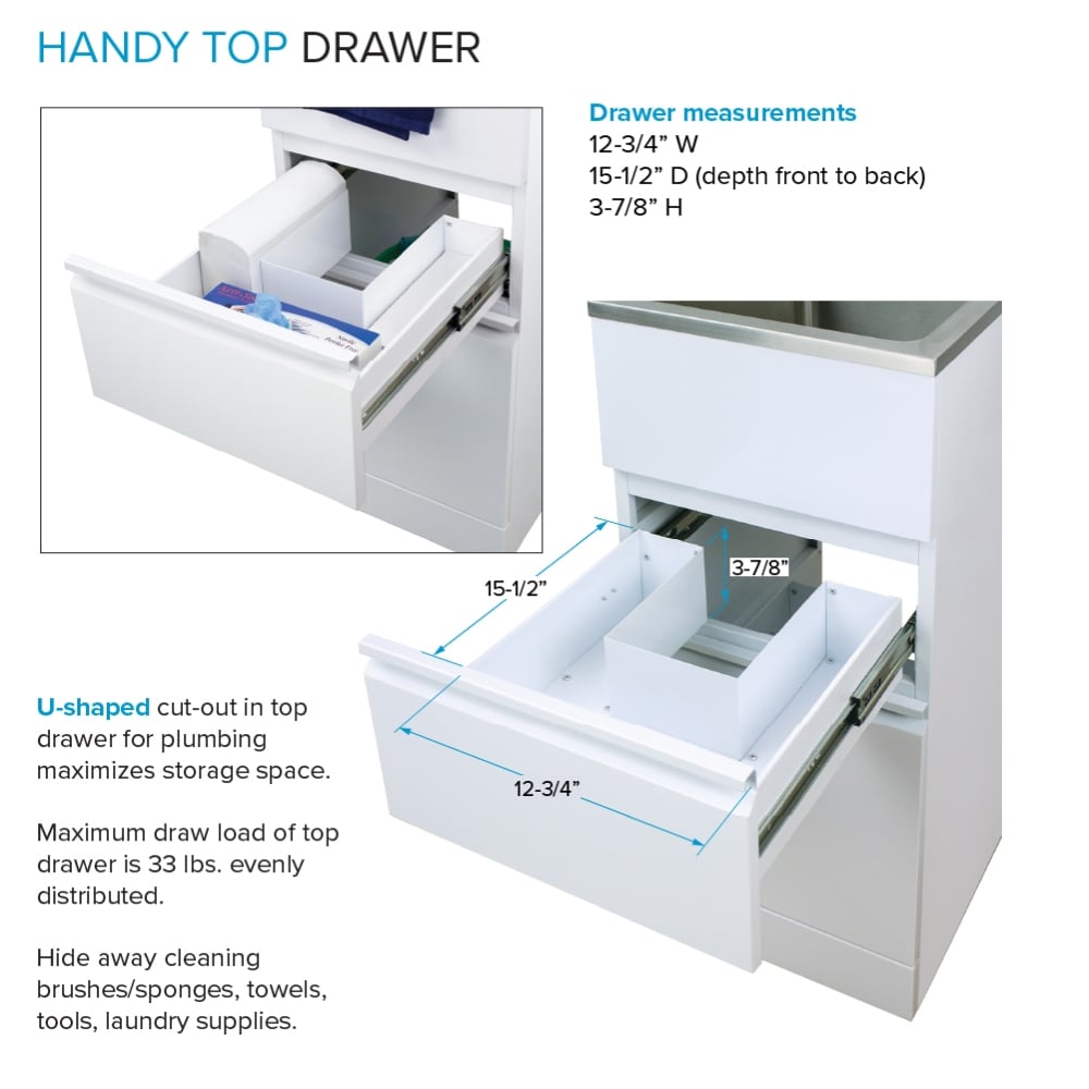 Transolid Freestanding Laundry Sink with Cabinet and Faucet - Gloss White