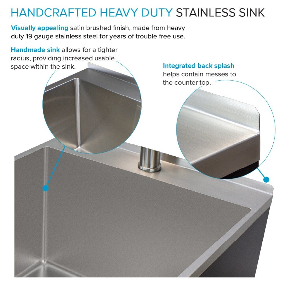 Transolid Matte Black Freestanding Laundry Sink with Cabinet and Faucet