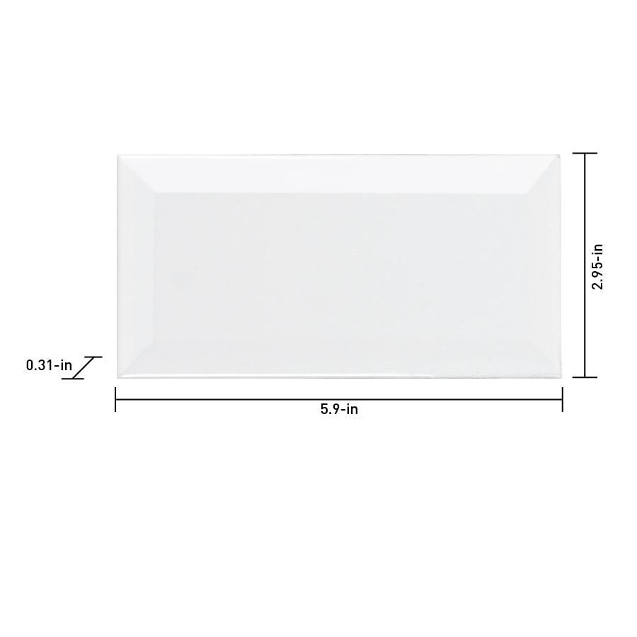 Satori Hudson Brilliant White Beveled 3-in x 6-in Glossy Ceramic Subway Wall Tile (0.12-sq. ft/ Piece)