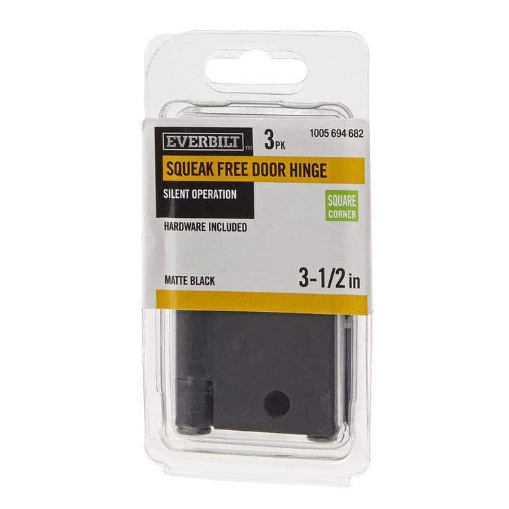 3-1/2 in. Matte Black Square Corner Smooth Action Hinge (3-Pack)