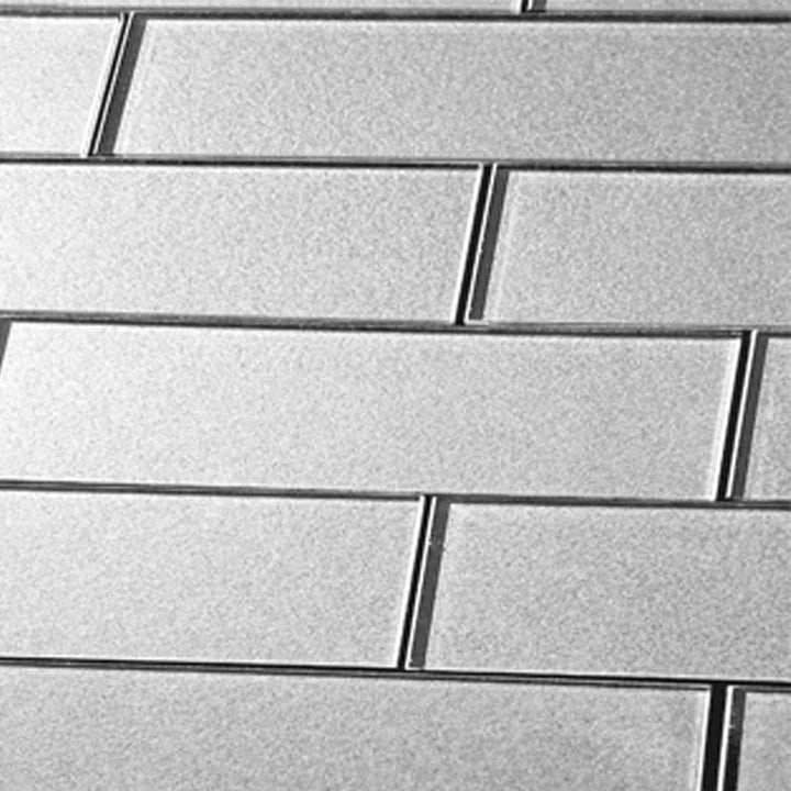 Abolos Forever Silver 3-in x 12-in Glossy Glass Subway Peel and stick Wall Tile product image