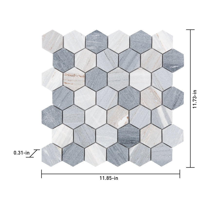 Satori Palissandro 12-in x 12-in Polished Natural Stone Look Hexagon Mosaic Floor and Wall Tile (0.96-sq. ft/ Piece)