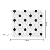 Satori Hudson Brilliant White and Black 10-in x 12-in Matte Porcelain Hexagon Mosaic Wall Tile (0.82-sq. ft/ Piece)