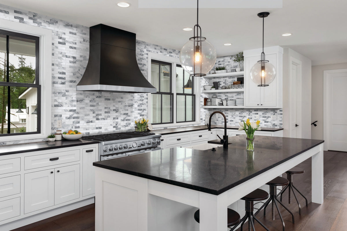 Satori Storm Polished 12-in x 12-in Natural Marble Brick Mosaic Wall Tile, Polished Finish (0.97-sq ft per piece)