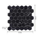 Satori Nero 12-in x 12-in Polished Natural Stone Marble Look Hexagon Mosaic Wall Tile (0.96-sq. ft/ Piece)