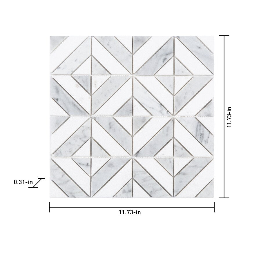 Satori Venatino Parquet 12-in x 12-in Polished Natural Stone Marble Look Mosaic Floor and Wall Tile (0.95-sq. ft/ Piece)