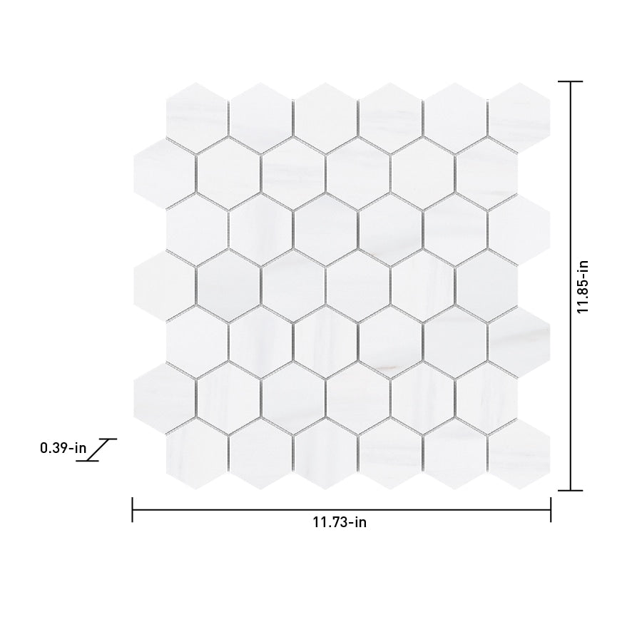 Satori Bianco Dolomite 12-in x 12-in Polished Natural Stone Marble Look Hexagon Mosaic Wall Tile (0.96-sq. ft/ Piece)