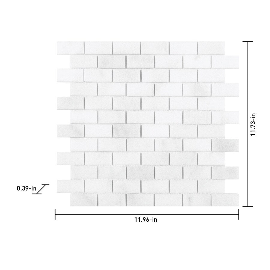 Satori Bianco 12-in x 12-in Polished Natural Stone Brick Look Mosaic Wall Tile (0.97-sq. ft/ Piece)