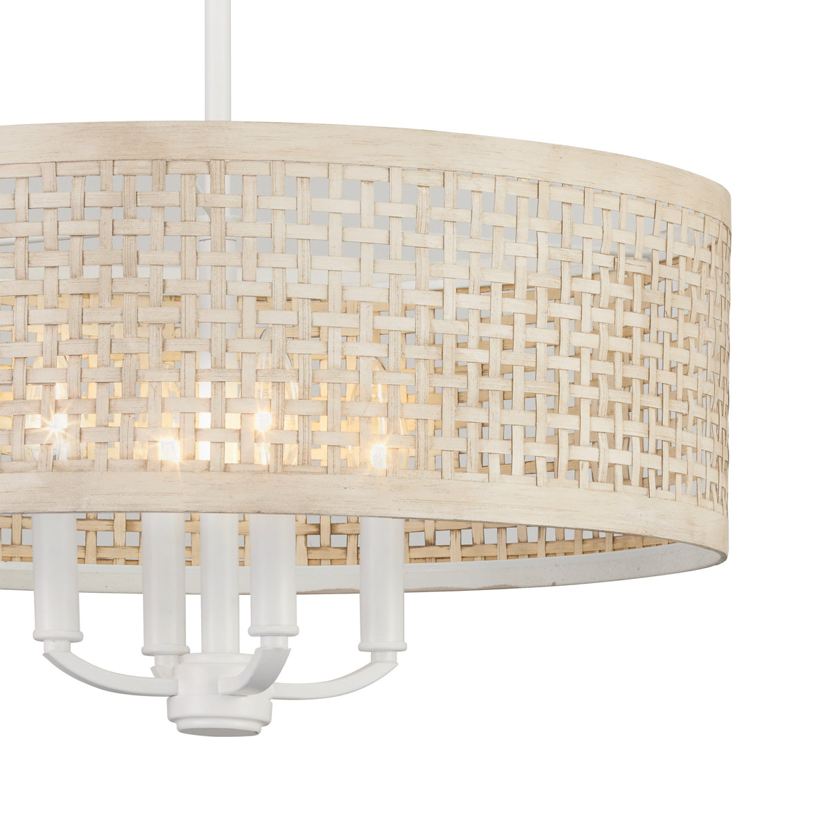 Kichler Sayulita 4-Light White Coastal Drum Medium Hanging Pendant Light