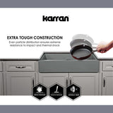 Farmhouse Concrete Apron Front Quartz Composite 34 in. Double Offset Bowl Kitchen Sink kit