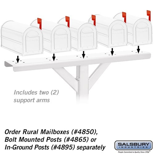 5-Wide Mailbox Spreader with 2 Supporting Arms - White