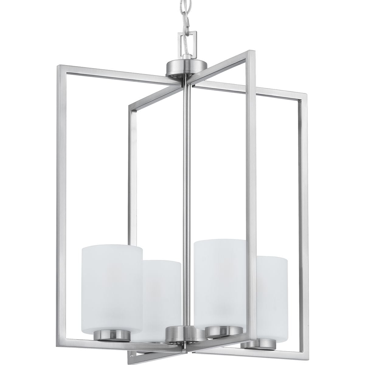 Progress Lighting Rexington 4-Light Brushed Nickel Modern/Contemporary Etched Glass Cylinder Medium Hanging Pendant Light
