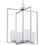 Progress Lighting Rexington 4-Light Brushed Nickel Modern/Contemporary Etched Glass Cylinder Medium Hanging Pendant Light