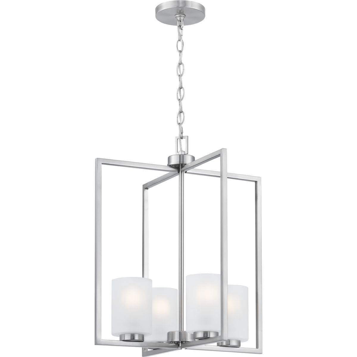 Progress Lighting Rexington 4-Light Brushed Nickel Modern/Contemporary Etched Glass Cylinder Medium Hanging Pendant Light