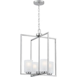 Progress Lighting Rexington 4-Light Brushed Nickel Modern/Contemporary Etched Glass Cylinder Medium Hanging Pendant Light