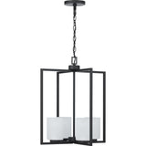 Progress Lighting Rexington 4-Light Matte Black Modern/Contemporary Etched Glass Cylinder Medium Hanging Pendant Light
