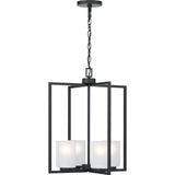 Progress Lighting Rexington 4-Light Matte Black Modern/Contemporary Etched Glass Cylinder Medium Hanging Pendant Light